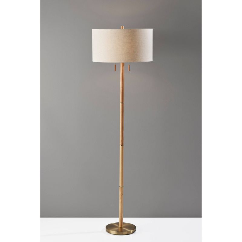 Madeline Floor Lamp Natural Rubberwood Antique Brass - Adesso, 6 of 7