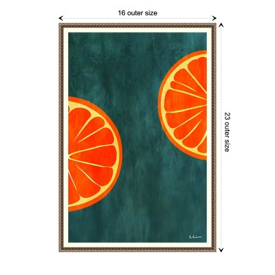 Orange Slices Abstract Canvas Print with Bronze Frame
