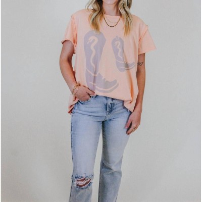 Women's Boots Print Graphic Tee Cotton Jersey - Easel