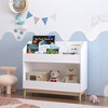 Whisen Toddler Book Display Shelf with Storage, Wooden Kids Bookcase Organizer, 2-in-1 Multifunctional Storage - White - 2 of 4