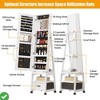 360° 66'' Swivel Jewelry Armoire w/Full-Length Mirror - Lockable Freestanding Cabinet - 3 of 4