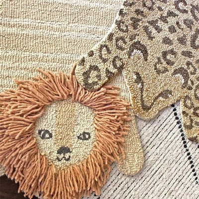 Handmade Tufted Wool Leopard Shape Rug