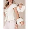 INSPIRE CHIC Women's Summer Button Down V Neck Cap Sleeve Business Casual Dressy Blazers - 2 of 4