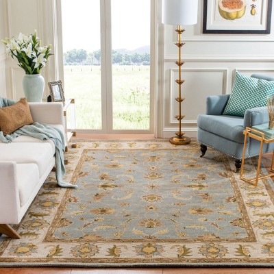 Hand-Tufted Light Blue Wool Reversible Area Rug