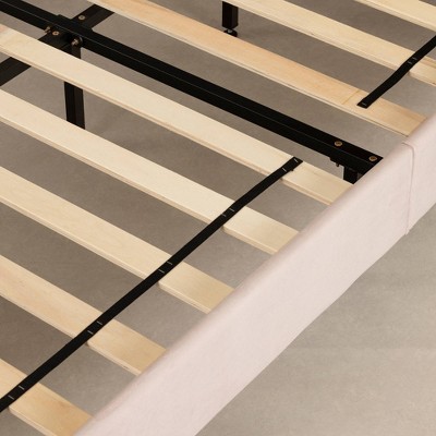 Pink Velvet Upholstered Full Platform Bed with Tufted Headboard