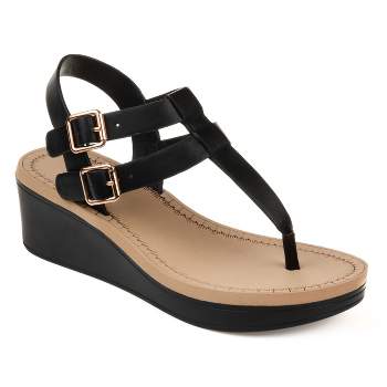 Journee Collection Womens Bianca Tru Comfort Foam Wedge Heel Buckle Sandals