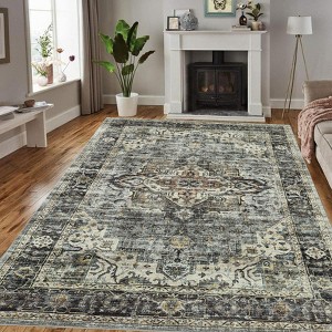 Washable Area Rug 5x7, Boho LargeRug for Living Room Vintage Soft Rugs - 1 of 4
