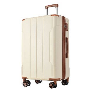 ChicFurnit Luggage 24" Hardside Large Checked Luggage, Hardshell Suitcase ABS Suitcase with Double Spinner Wheels, TSA Lock, White, 15.9"*10.2"*25.8" - 1 of 4