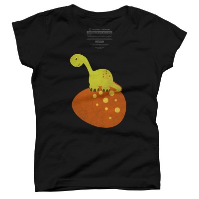 Girl's Design By Humans Happy Cute Dino By parjono T-Shirt
