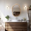 32"x22" Irregular Wall Mirror with Wood Frame, Farmhouse Circle Mirror for Bathroom Vanity, Bedroom, Living Room, Entryway- The Pop Home - 3 of 4