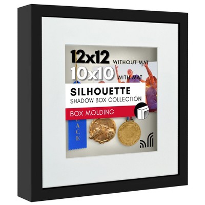 Americanflat 12x12 Shadow Box Frame with Shatter-Resistant Glass - Use as 10x10 Frame with Mat or 12x12 Frame Without Mat - Black