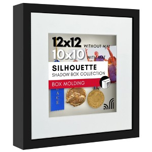 Americanflat 12x12 Shadow Box Frame with Shatter-Resistant Glass - Use as 10x10 Frame with Mat or 12x12 Frame Without Mat - Black - 1 of 4