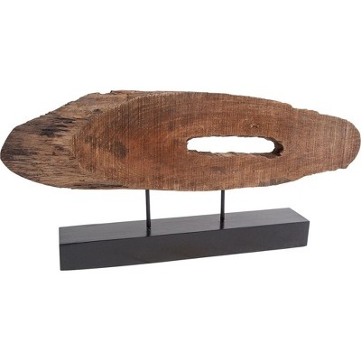 HomeRoots 15" Brown and Black Wood and Metal Tabletop Sculpture