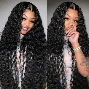 26" Long Deep Wave Ready to Wear Glueless Wig 13x4 Pre Cut Lace Natural Black 1 Pc/Pack Jessie's Wig - 1 of 4