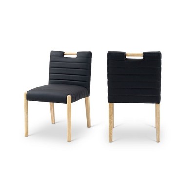 black vegan leather/natural