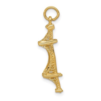 Black Bow Jewelry 14k Yellow Gold 3-D Golden Gate Bridge Charm