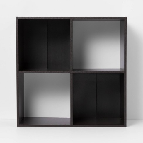 4 Cube Decorative Bookshelf Brown, 34 5 In Dark Brown Faux Wood 3 Shelf Standard Bookcase With Cubes
