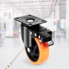 VEVOR Caster Wheels, 4-inch Swivel Plate Casters, Set of 4, with Security A/B Locking No Noise PVC Wheels, Heavy Duty 350 lbs Load Capacity,Orange - 2 of 4