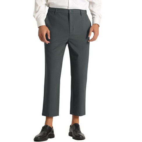 Lars Amadeus Men's Dresswear Solid Color Flat Front Business Cropped Pants - image 1 of 4