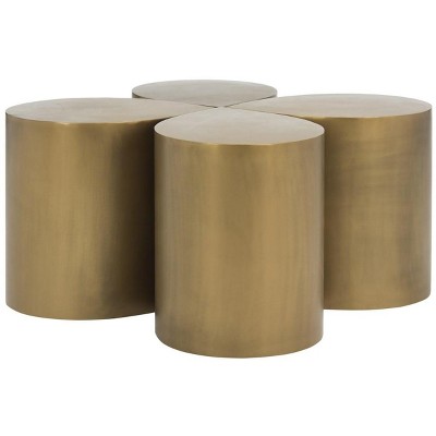 Tilly 38" Antique Brass Round Metal Coffee Table Set