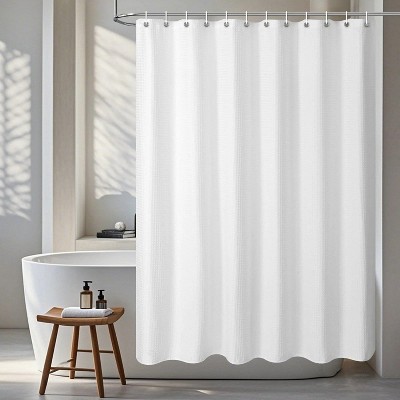 LunaLulinlk Waffle Shower Curtains with 12 Hooks,White