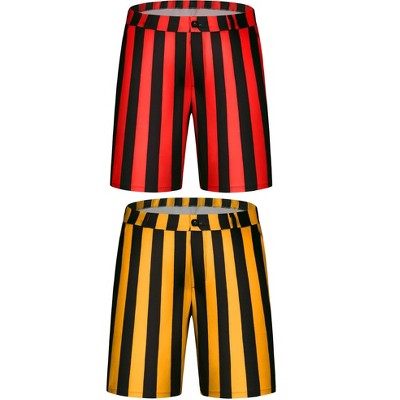 Lars Amadeus Men's Striped Regular Fit Summer Dress Chino Shorts 2 Packs