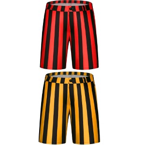 Lars Amadeus Men's Striped Regular Fit Summer Dress Chino Shorts 2 Packs - 1 of 4