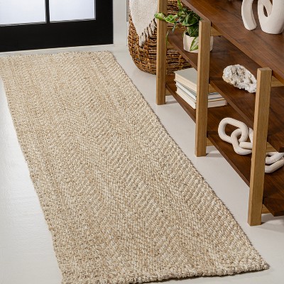 Jonathan Y Espina Hand Woven Herringbone Chunky Jute Ivory 2 Ft. X 8 Ft ...