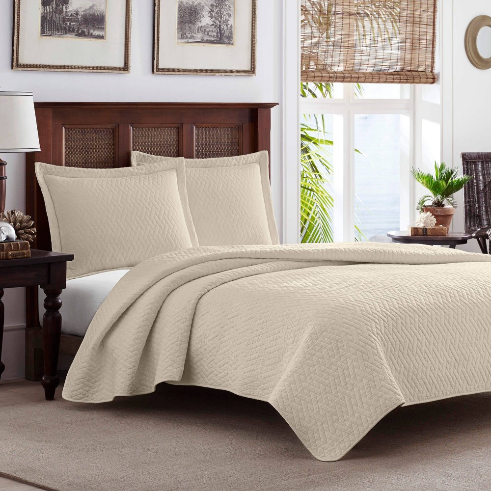 Photos - Bed Linen Tommy Bahama Twin Dune Quilt & Sham Set Beige - : Reversible Pre-Washed Bedding Set with Pillow Sham 