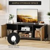 Living room TV cabinet with three drawers, entertainment centre with storage functionality, rattan media unit with metal legs - 3 of 4