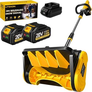 LITEKON 20 V Cordless Snow Shovel 13-Inch Electric Snow Blower with 2×4.0 Ah Batteries Fast Charger Yellow - 1 of 4