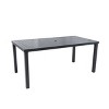 Black 67" Rectangular Outdoor Patio Dining Table with Umbrella Hole, Rust-Free Metal Frame, Weather Resistant, for Deck, Garden- Maison Boucle - 4 of 4