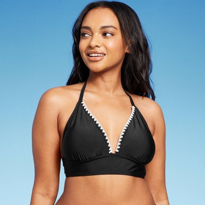 Women's Crochet Trim Halter Bikini Top - Kona Sol™ Black : Target