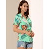 Allegra K Women's Hawaiian Floral Leaves Printed Short Sleeve Button Down Vintage Shirt - 4 of 4