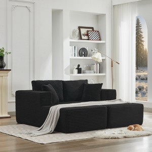 73.6" Corduroy Upholstery Cloud Modular Sectional Sofa Bed with Double Chaise Lounges, All-Foam Compression Design - 1 of 4