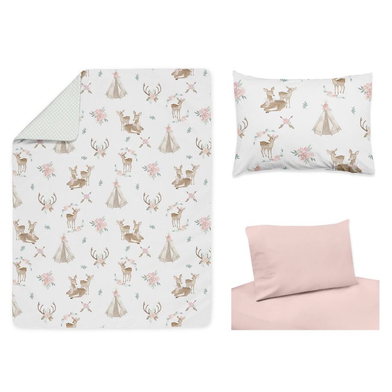 5pc Deer Floral Toddler Kids&#39; Bedding Set - Sweet Jojo Designs, 6 of 8