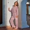Women's Pink Waffle Knit Long Sleeve & Pants Pajama Set - Cupshe - 2 of 4