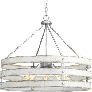 Progress Lighting Gulliver 5-Light Pendant, Galvanized, Open Design, Wood Grained Texture, Canopy Included - 1 of 4