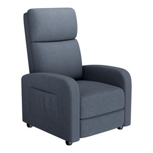 Recliner Chair, Linen Fabric Manual Recliner with Side Pocket, High Backrest, Thick Cushion, Adjustable Push Back Recliner - 1 of 4