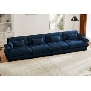 Large Straight Sectional Sofa,Modern Velvet Sectional Sofa With Waist Pillows And Throw Pillows,Comfortable Sofa For Living Room-Cuddlewood - 1 of 4