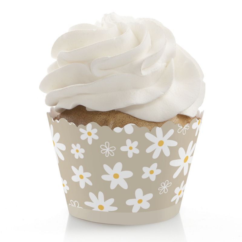 Big Dot of Happiness Tan Daisy Flowers - Floral Party Decorations - Party Cupcake Wrappers - Set of 12, 1 of 5