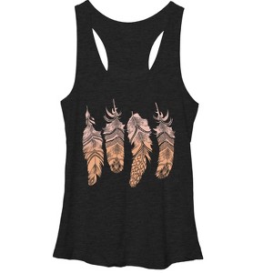 Women's Lost Gods Southwest Print Feathers Racerback Tank Top - 1 of 3