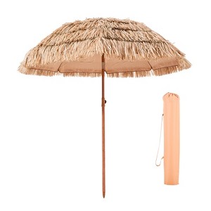 VEVOR Tiki Umbrella, 6 ft Thatched Patio Umbrella with Tilt, Hawaiian Style Beach Parasol with Durable PP Thatch and 8 Metal Ribs, Oringinal Color - 1 of 4