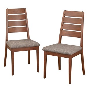 Set of 2 Malton Dining Chair Walnut - Lifestorey: Beech Wood, Mid-Century Design, Gray Upholstery - 1 of 4