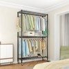 Karl Home Black Carbon Steel Coat Rack with Double Mesh Panels 47.2x17.7x78.7 Inches Adjustable Layer Spacing - 2 of 4