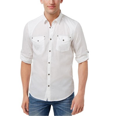 I.N.C International Concepts Mens Harrison Button Up Shirt, White, X-Small