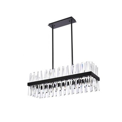 Serephina Black Crystal 20-Light Rectangular Chandelier