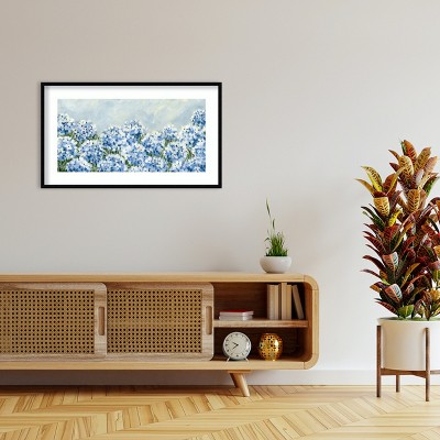Hydrangea Meadow Blue and White Framed Wall Art Print
