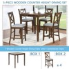 Oversart 5 Piece Dining Table Set, Wooden Dining Square Table Set for 4, Counter Height Kitchen Table Set with Square Table - 2 of 4