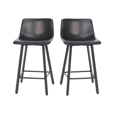 Taylor & Logan Set of 2 Brandy Modern Upholstered Bucket Seat Counter Height Barstools